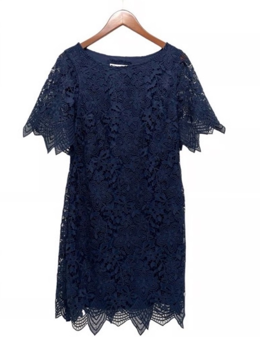 Anthropologie Navy Floral Lace Midi Dress